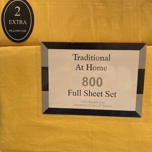Traditional At Home 6pc Full Sheet Set Yellow gold with embossed geek key print